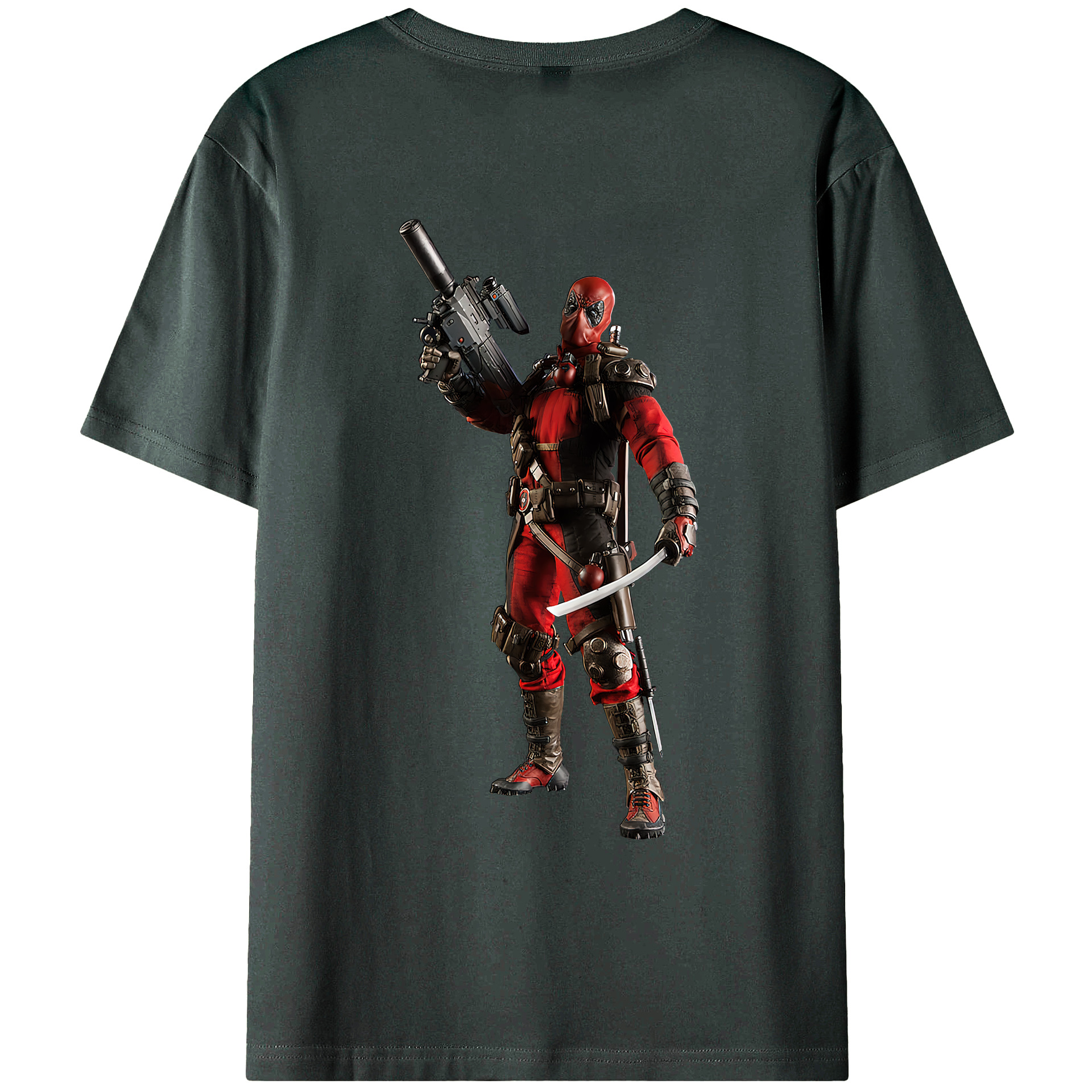 （画像用） Deadpool デッドプール 綿100％ メンズ半袖Tシャツ（バックプリント） 通気性